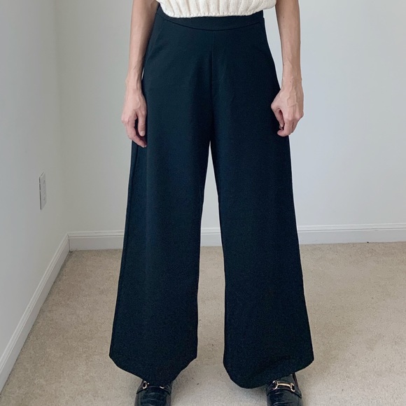 BANANA REPUBLIC HIGH WAIST WIDE LEG PANTS WITH POCKETS - BLACK - Picture 6 of 6